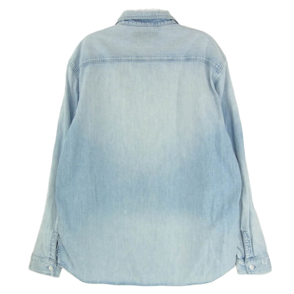 Ron Herman ロンハーマン 3120700109 Denim Work Shirt ダメージ加工 デニム 長袖 ワークシャツ インディゴブルー系 S【中古】