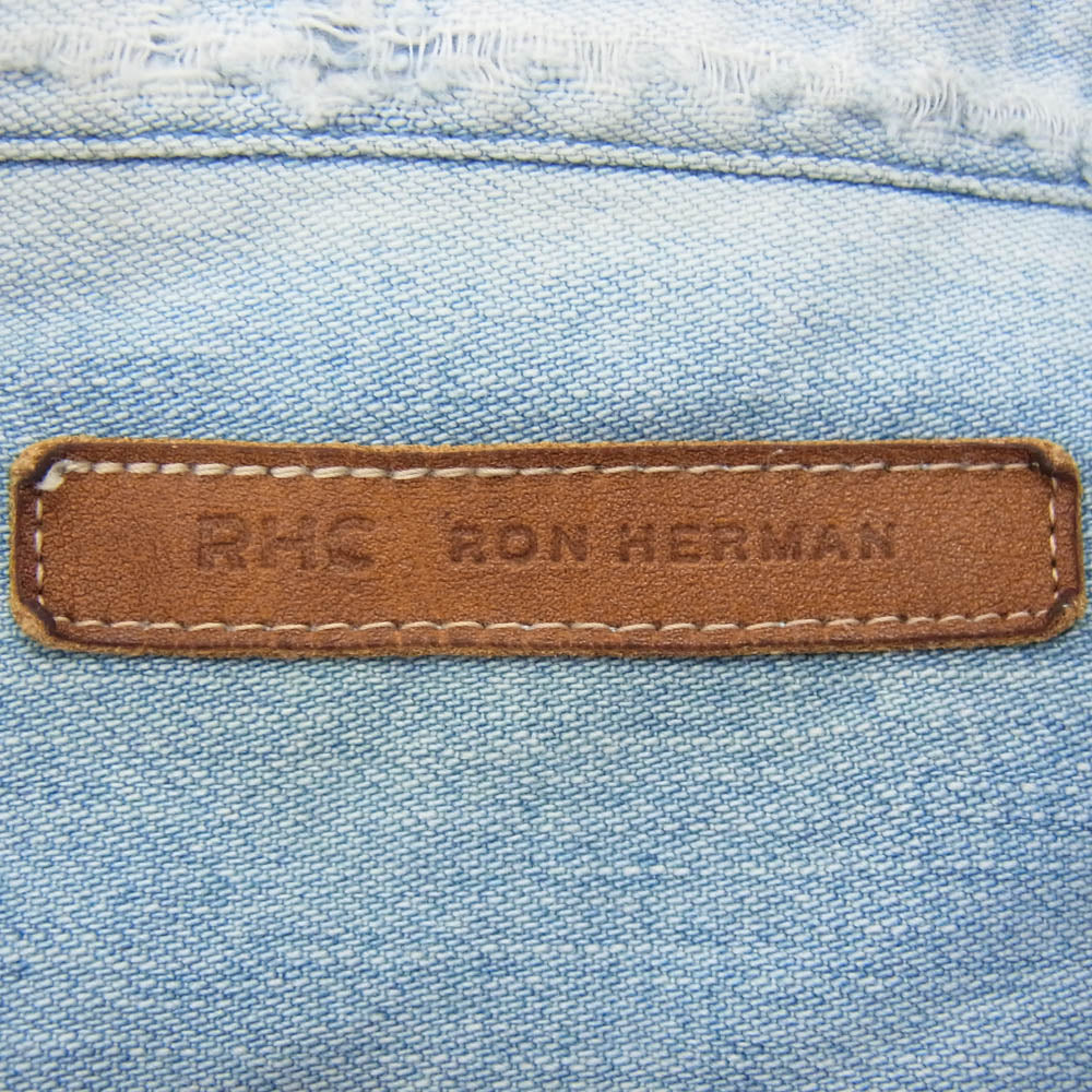 Ron Herman ロンハーマン 3120700109 Denim Work Shirt ダメージ加工 デニム 長袖 ワークシャツ インディゴブルー系 S【中古】