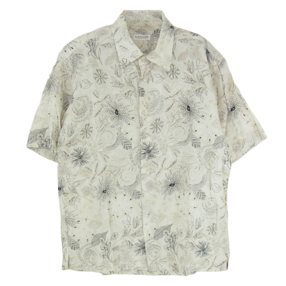 LANVIN ランバン COLLECTION コレクション リネン混 半袖 シャツ オフホワイト系 サイズ表記無【中古】
