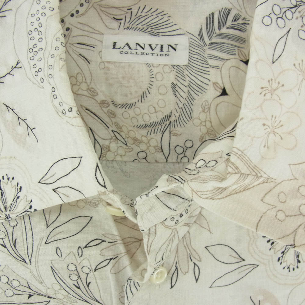 LANVIN ランバン COLLECTION コレクション リネン混 半袖 シャツ オフホワイト系 サイズ表記無【中古】