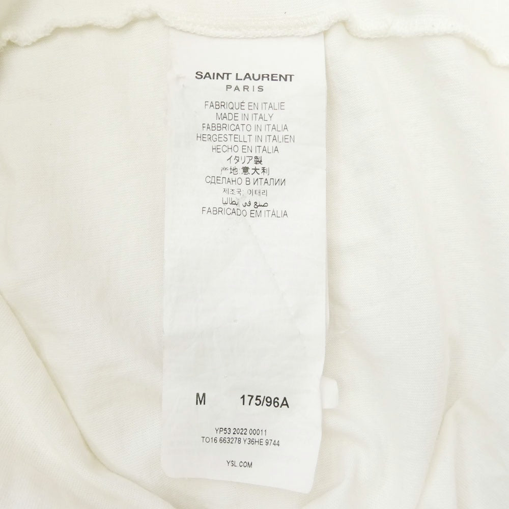 SAINT LAURENT サンローラン 663278 Y36HE Reverse Logo Tee リバース ロゴ プリント 半袖 Tシャツ カットソー ホワイト系 M【中古】
