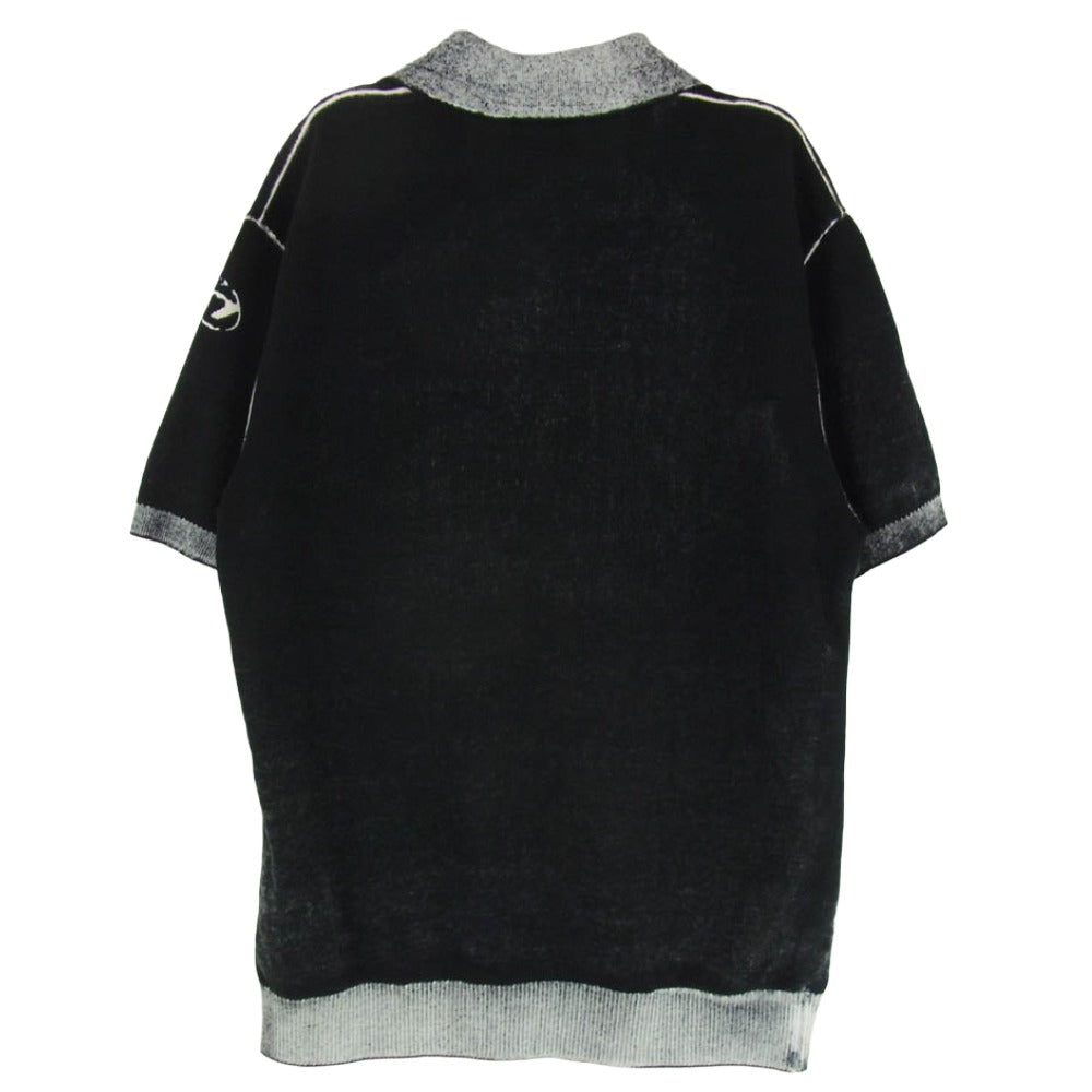 DIESEL ディーゼル A18127 K-LORENZO-SS Reverse Print Short Sleeve Polo Jumper プリント 半袖 ポロシャツ ブラック系 L【美品】【中古】