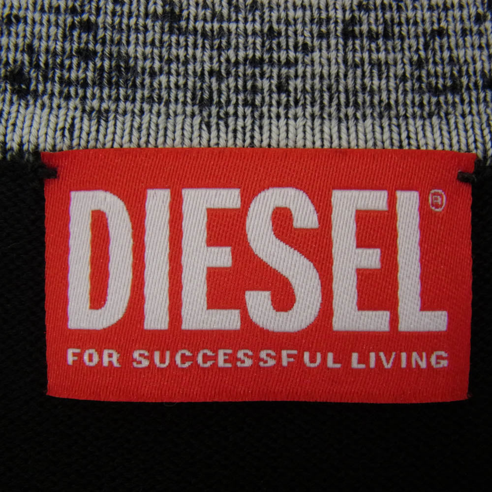 DIESEL ディーゼル A18127 K-LORENZO-SS Reverse Print Short Sleeve Polo Jumper プリント 半袖 ポロシャツ ブラック系 L【美品】【中古】