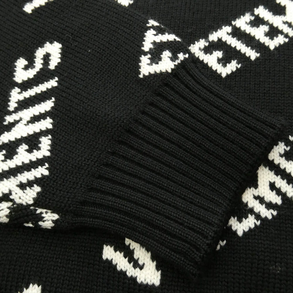 VETEMENTS ヴェトモン 21AW UA53KN300B MONOGRAM KNITTED SWEATER モノグラム ニット クルーネック セーター ブラック系 S【中古】