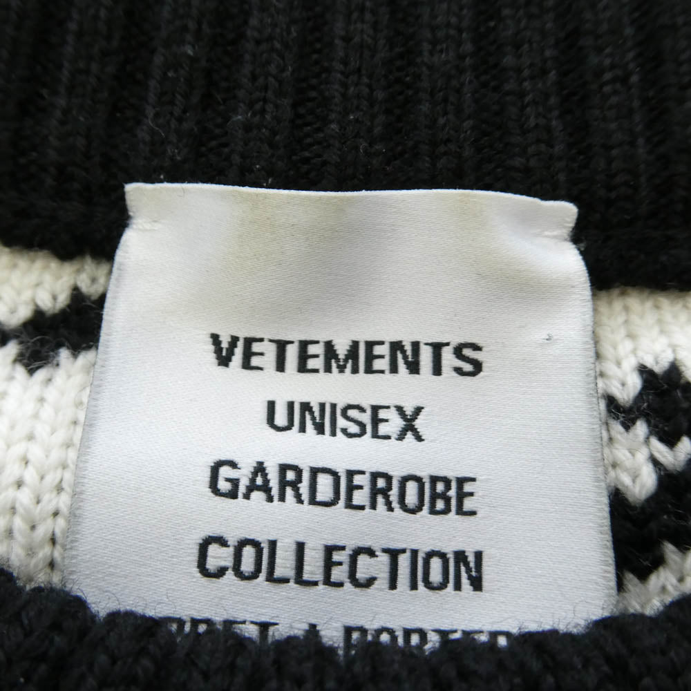 VETEMENTS ヴェトモン 21AW UA53KN300B MONOGRAM KNITTED SWEATER モノグラム ニット クルーネック セーター ブラック系 S【中古】