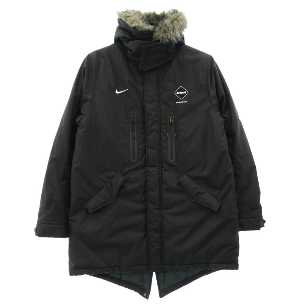 F.C.R.B. エフシーアールビー NIKE ナイキ 789531-010 × NIKE STORM FIT BIG SWOOSH BENCH COAT ナイキ ストームフィット ビッグスウッシュ ロゴ 中綿 ベンチ コート ブラック系 M【中古】