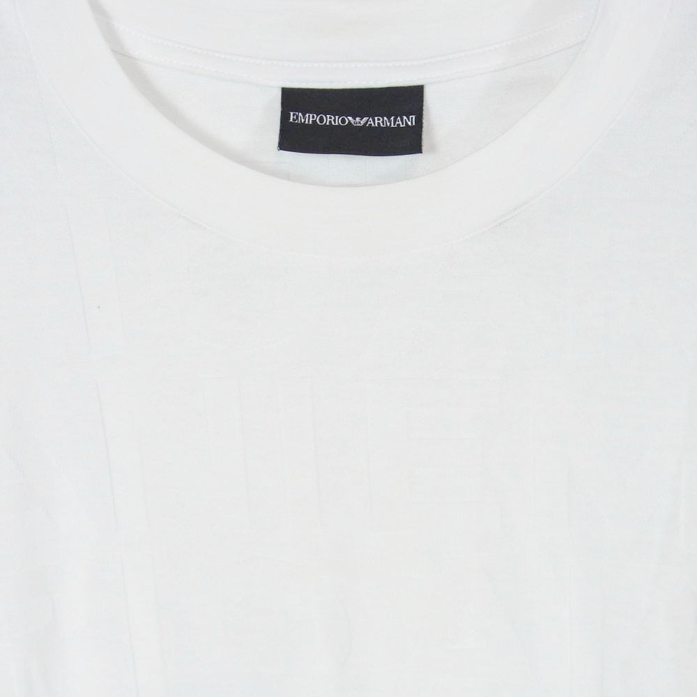 Emporio Armani エンポリオ・アルマーニ 6K1T66 1JGYZ エンボス ロゴ 総柄 半袖 カットソー Tシャツ ホワイト系 L【中古】