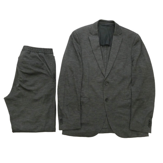 HUGO BOSS ヒューゴボス REDA社製 セットアップ スーツ Super120 スリムフィット ストレッチ ジャージー 2Bテーラードジャケット パンツ 2ピースセット グレー系 48【中古】