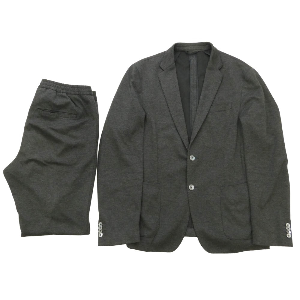 HUGO BOSS ヒューゴボス 2Bテーラードジャケット セットアップ スーツ ストレッチ ジャージー 2Bテーラードジャケット パンツ 2ピースセット 48サイズ グレー系 UK48【中古】