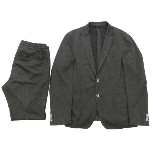 HUGO BOSS ヒューゴボス 2Bテーラードジャケット セットアップ スーツ ストレッチ ジャージー 2Bテーラードジャケット パンツ 2ピースセット 48サイズ グレー系 UK48【中古】