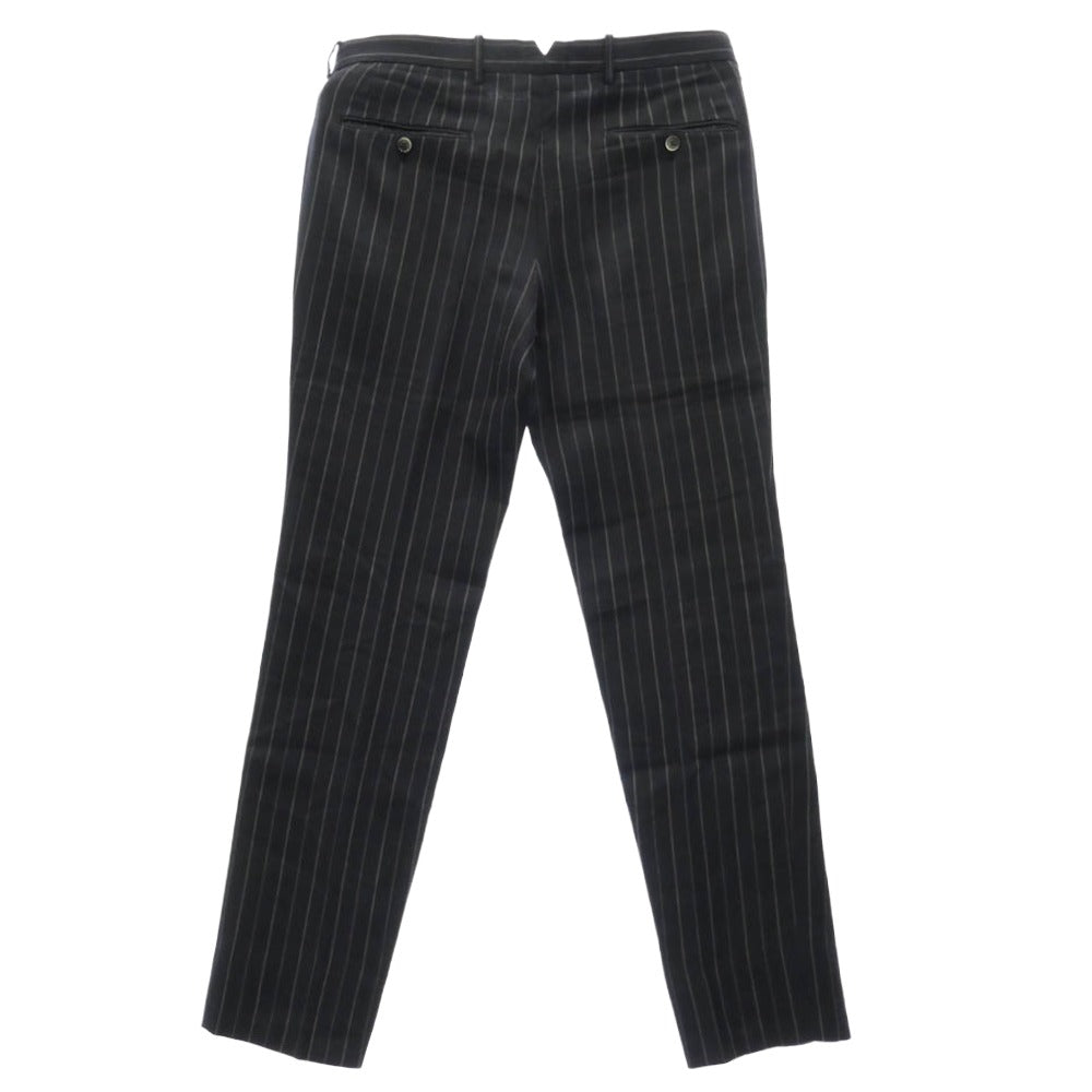 HUGO BOSS ヒューゴボス 3B テーラードジャケット パンツ リネン ウール スーツ ストライプ ２ピースセットアップ ネイビー系 48【中古】