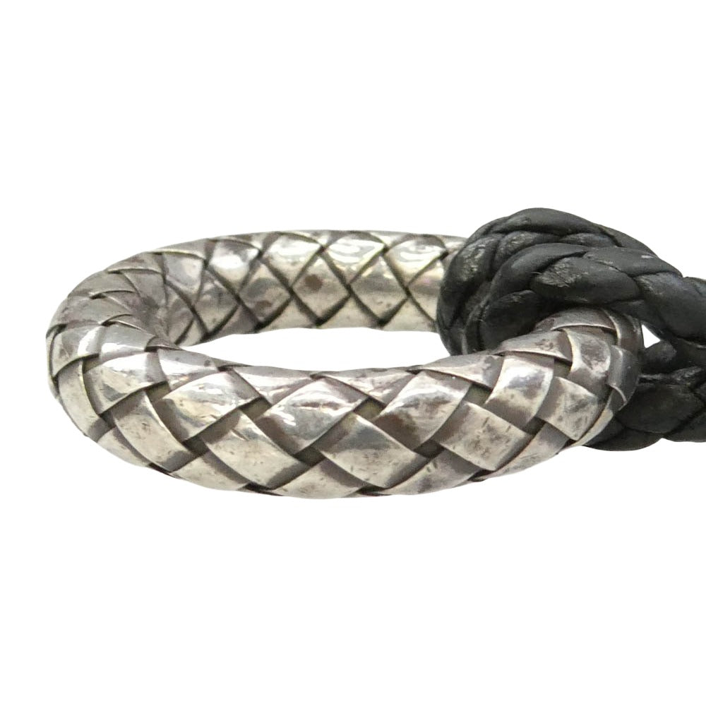 BOTTEGAVENETA ボッテガヴェネタ Intrecciato イントレチャート シルバー リング レザーネックレス イタリア製 シルバー系 ブラック系【中古】