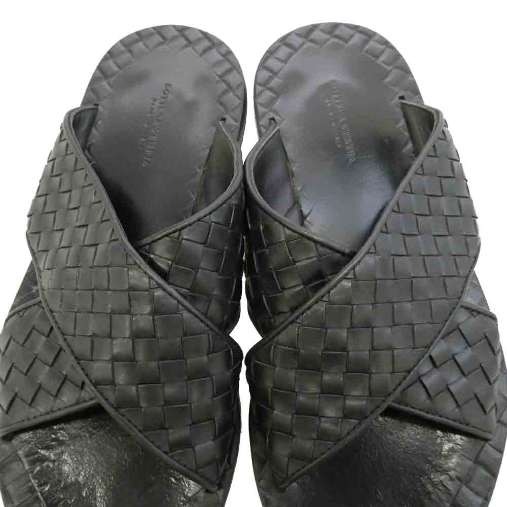 BOTTEGAVENETA ボッテガヴェネタ Intrecciato イントレチャート レザー サンダル ブラック系 41【中古】