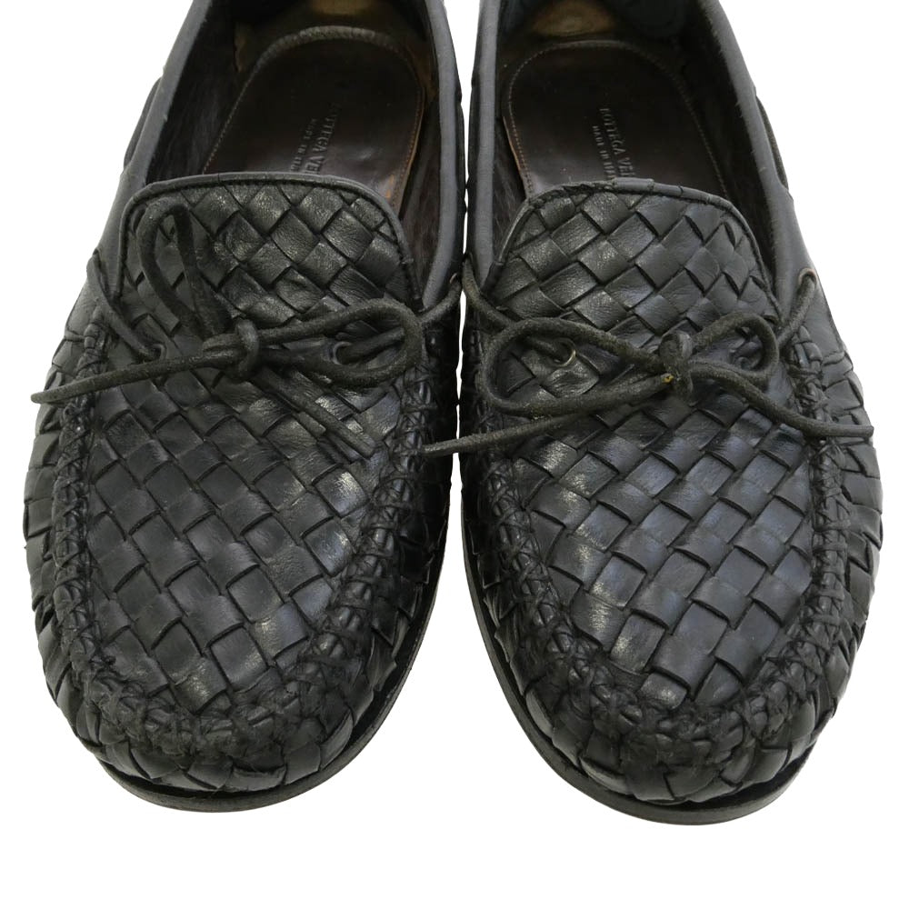 BOTTEGAVENETA ボッテガヴェネタ Intrecciato イントレチャート レザー ドライビングシューズ デッキシューズ ブラック系【中古】