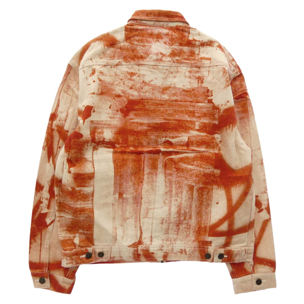 Supreme シュプリーム 21AW x Christopher Wool クリストファー ウール デニム ワーク ジップアップ ジャケット ブルゾン オレンジ系 M【極上美品】【中古】
