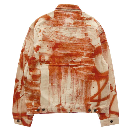 Supreme シュプリーム 21AW x Christopher Wool クリストファー ウール デニム ワーク ジップアップ ジャケット ブルゾン オレンジ系 M【極上美品】【中古】