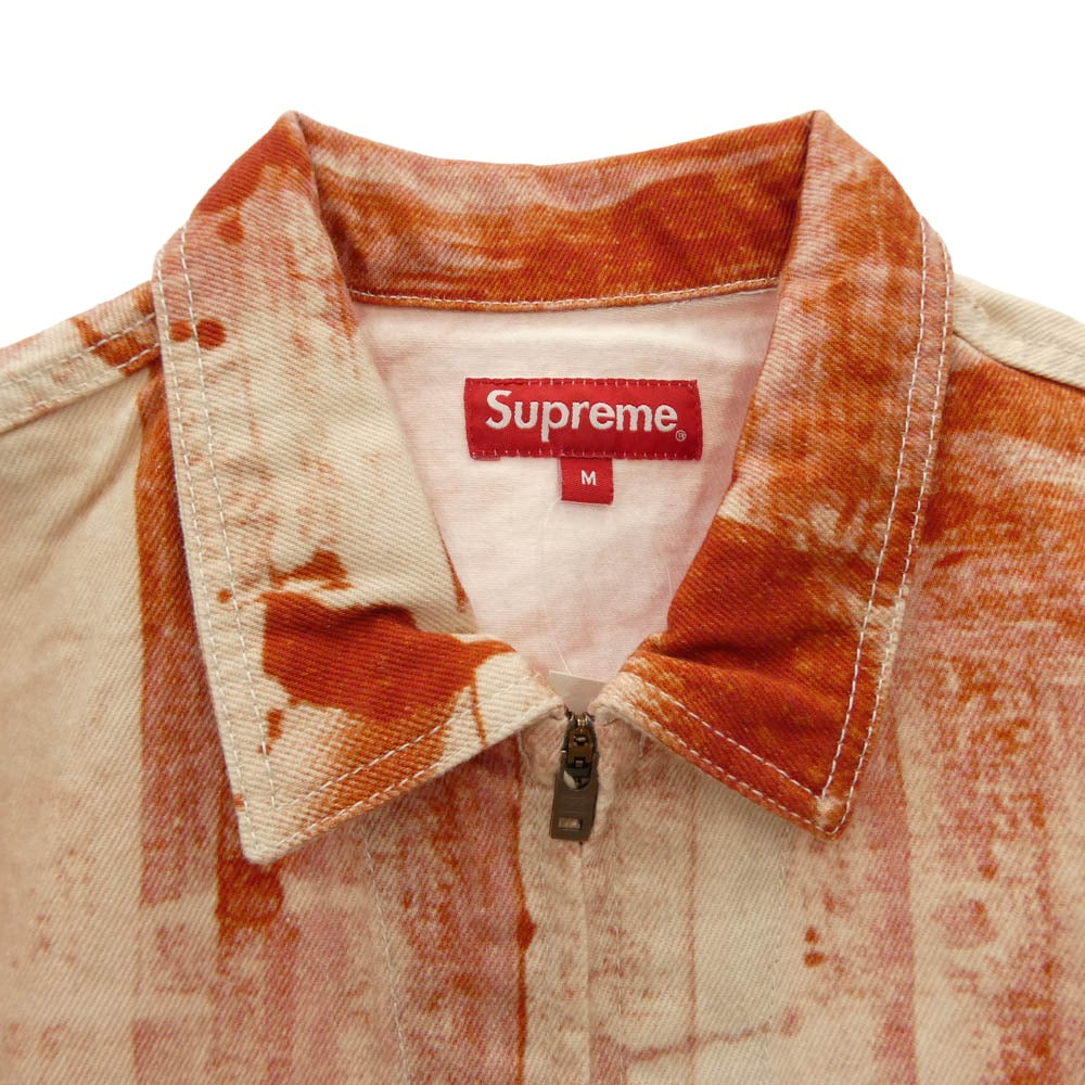 Supreme シュプリーム 21AW x Christopher Wool クリストファー ウール デニム ワーク ジップアップ ジャケット ブルゾン オレンジ系 M【極上美品】【中古】