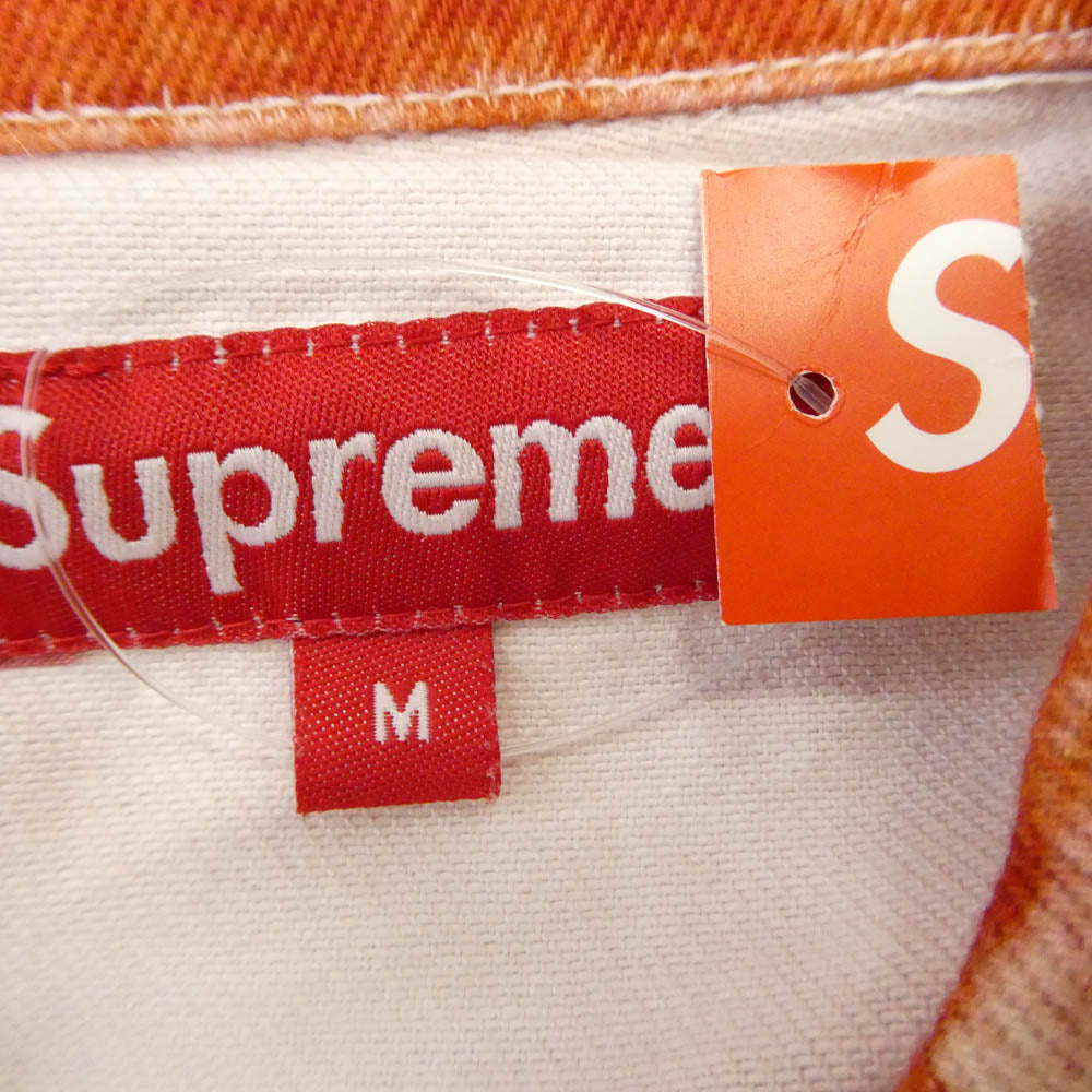 Supreme シュプリーム 21AW x Christopher Wool クリストファー ウール デニム ワーク ジップアップ ジャケット ブルゾン オレンジ系 M【極上美品】【中古】