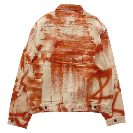 Supreme シュプリーム 21AW x Christopher Wool クリストファー ウール デニム ワーク ジップアップ ジャケット ブルゾン オレンジ系 M【極上美品】【中古】