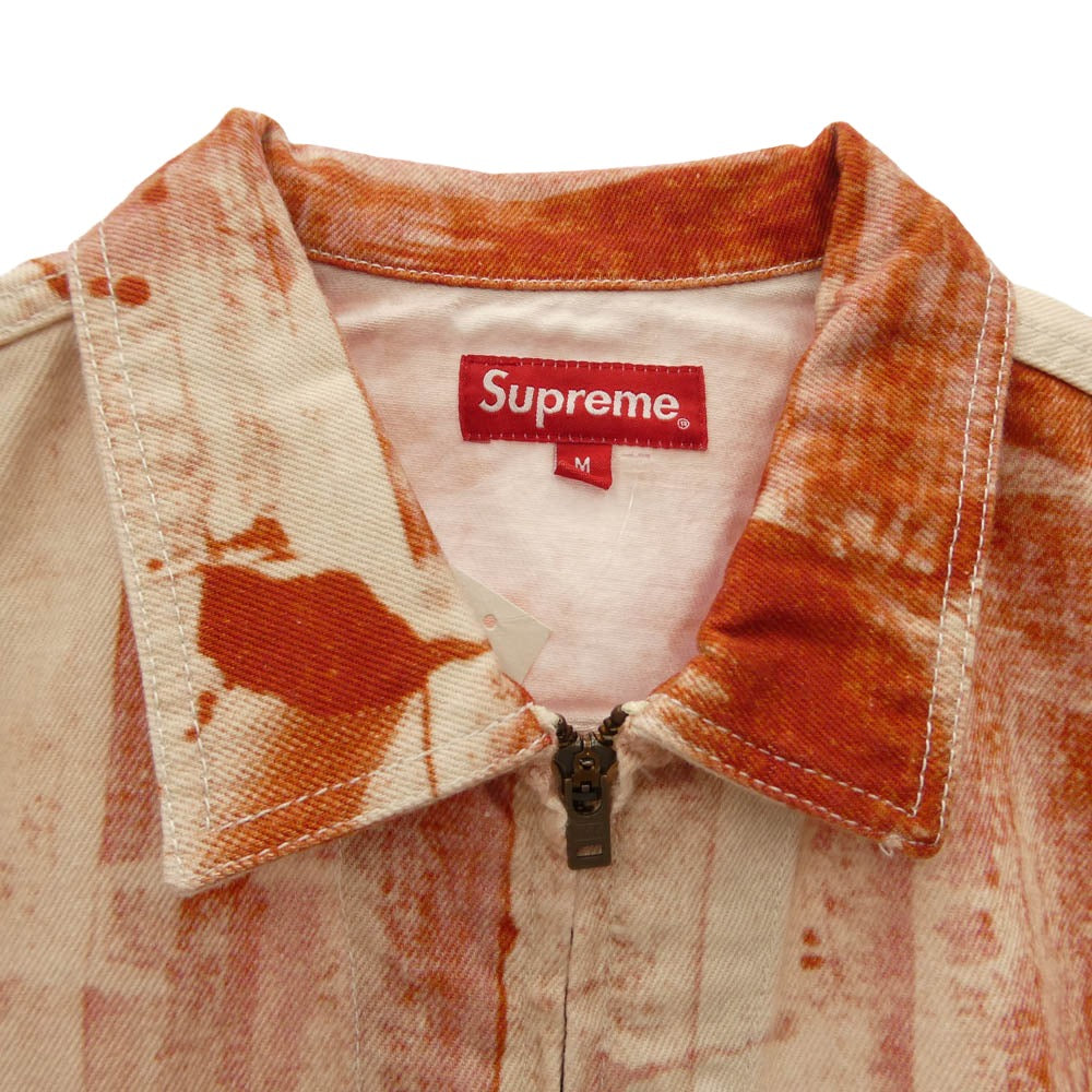 Supreme シュプリーム 21AW x Christopher Wool クリストファー ウール デニム ワーク ジップアップ ジャケット ブルゾン オレンジ系 M【極上美品】【中古】