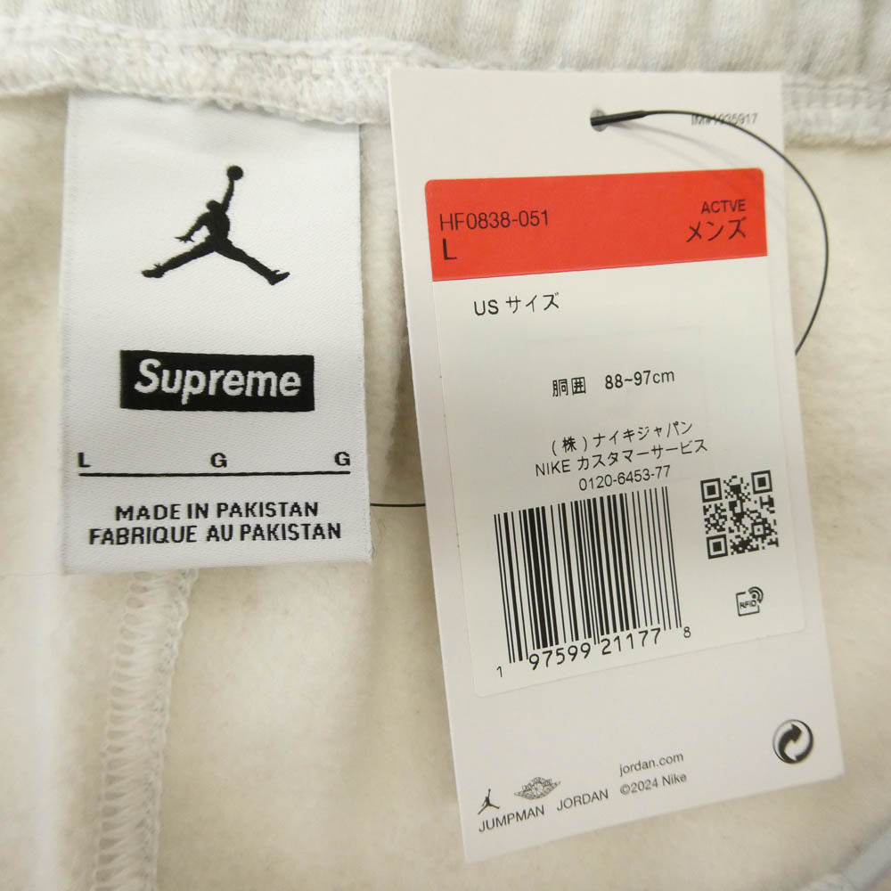 Supreme シュプリーム NIKE AIR JORDAN ナイキ ジョーダン 24AW HF0838-051 x Jordan ジョーダン Sweatpant ジャンプマン刺繍 スウェットパンツ グレー系 L【極上美品】【中古】