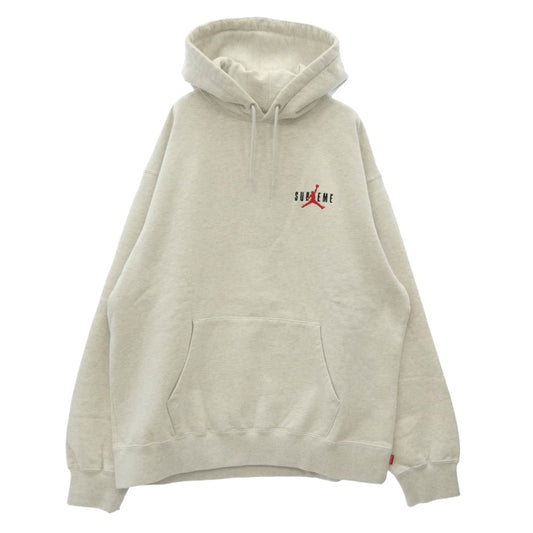Supreme シュプリーム NIKE AIR JORDAN ナイキ ジョーダン 24AW HF0836-051 x Jordan ジョーダン Hooded Sweatshirt ジャンプマン刺繍 フーディー スウェットシャツ パーカー グレー系 L【極上美品】【中古】