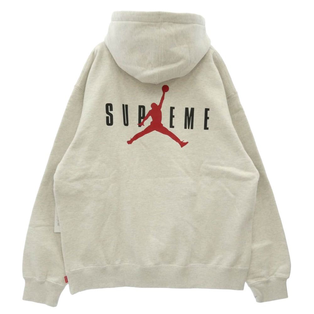 Supreme シュプリーム NIKE AIR JORDAN ナイキ ジョーダン 24AW HF0836-051 x Jordan ジョーダン Hooded Sweatshirt ジャンプマン刺繍 フーディー スウェットシャツ パーカー グレー系 L【極上美品】【中古】