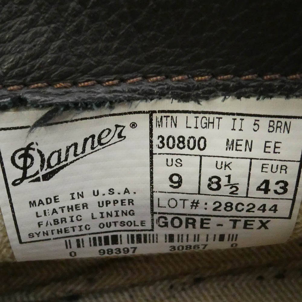 Danner ダナー 30800 USA製 MOUNTAIN LIGHT 2 マウンテン ライト レースアップ レザー トレッキング ブーツ ブラウン系 US9【中古】