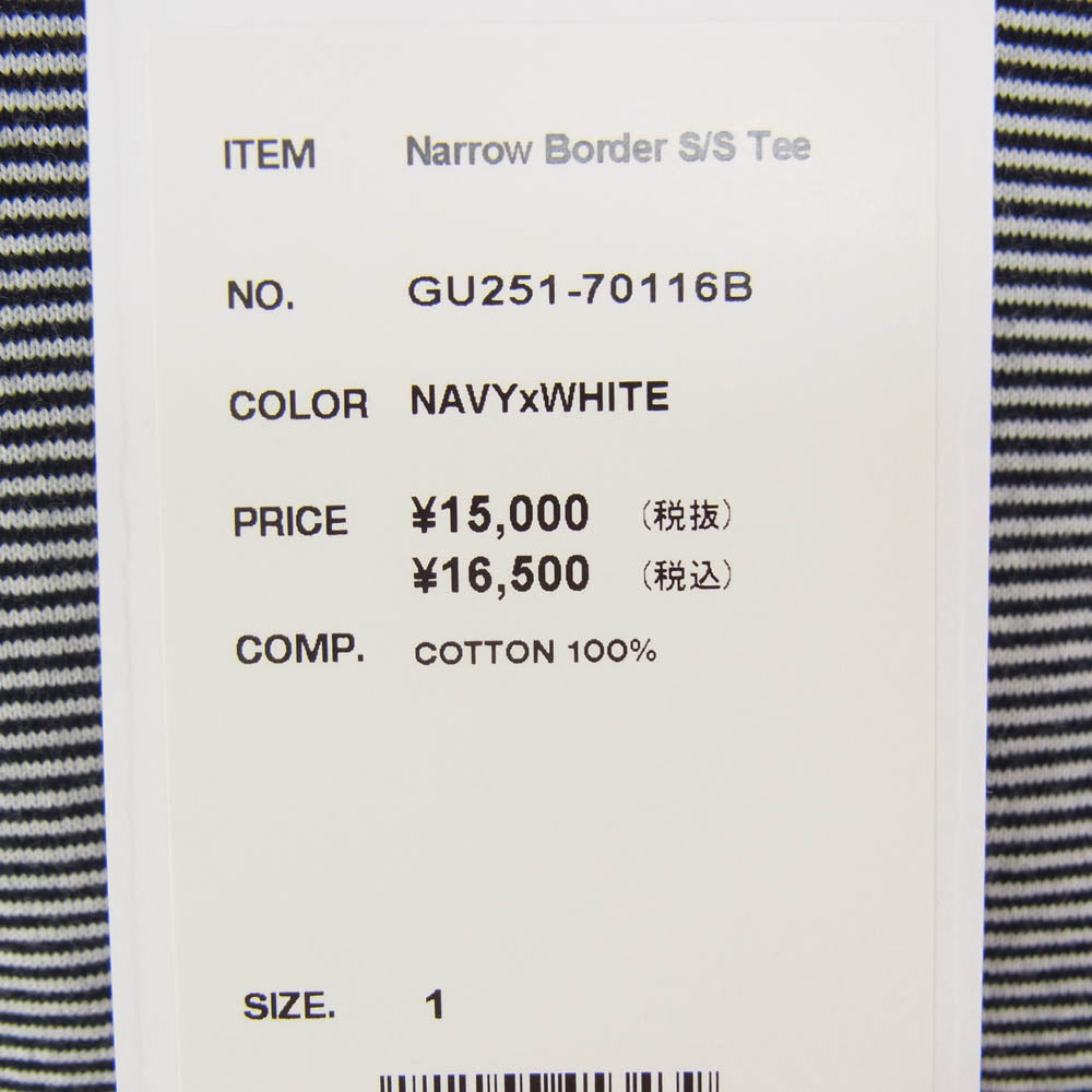 GRAPHPAPER グラフペーパー 25SS GU251-70116B Narrow Border S/S Tee NAVY×GRAY ナロー ボーダー 半袖 Tシャツ ネイビー系 1【中古】