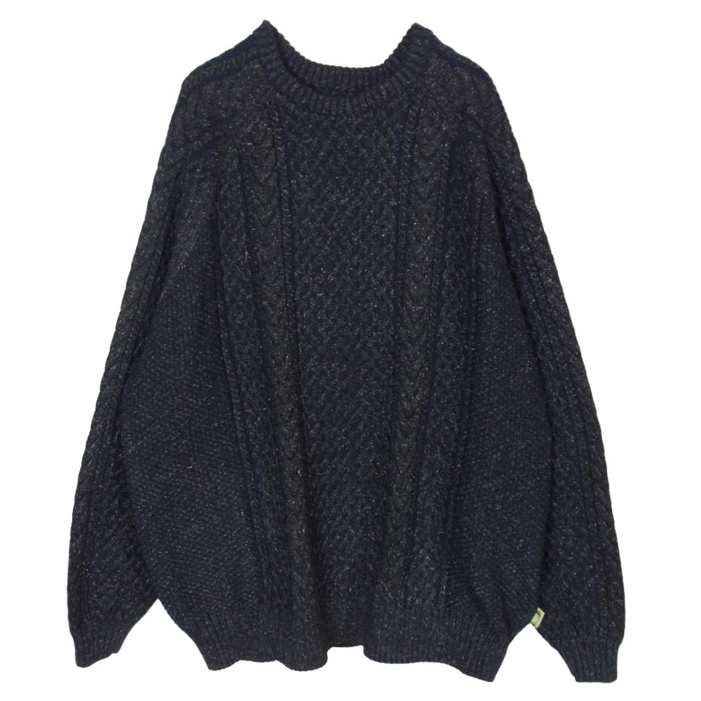 エス エス ズィー BEAMS ビームス 22AW 22F-SK305 × BEAMS 別注 ローゲージ ケーブルニット セーター ブラック系 L【中古】