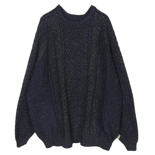 エス エス ズィー BEAMS ビームス 22AW 22F-SK305 × BEAMS 別注 ローゲージ ケーブルニット セーター ブラック系 L【中古】