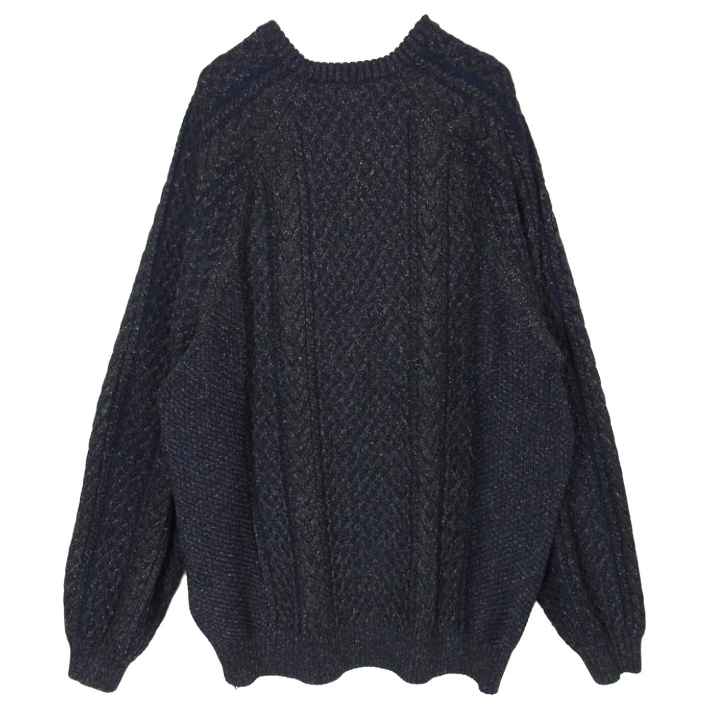 エス エス ズィー BEAMS ビームス 22AW 22F-SK305 × BEAMS 別注 ローゲージ ケーブルニット セーター ブラック系 L【中古】