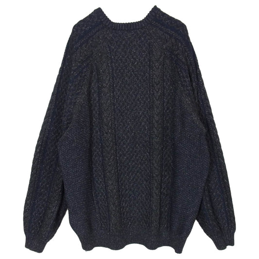 エス エス ズィー BEAMS ビームス 22AW 22F-SK305 × BEAMS 別注 ローゲージ ケーブルニット セーター ブラック系 L【中古】