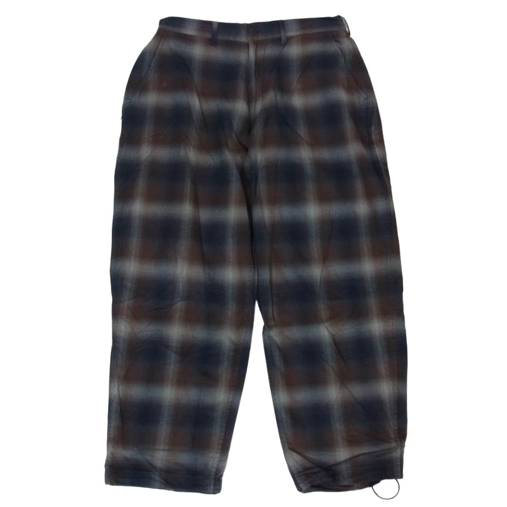 エス エス ズィー BEAMS ビームス 21AW 21F-SK054 × BEAMS 別注 RAMOMBRE PANTS オンブレチェック フランネル ワイドパンツ ネイビー系 S【中古】