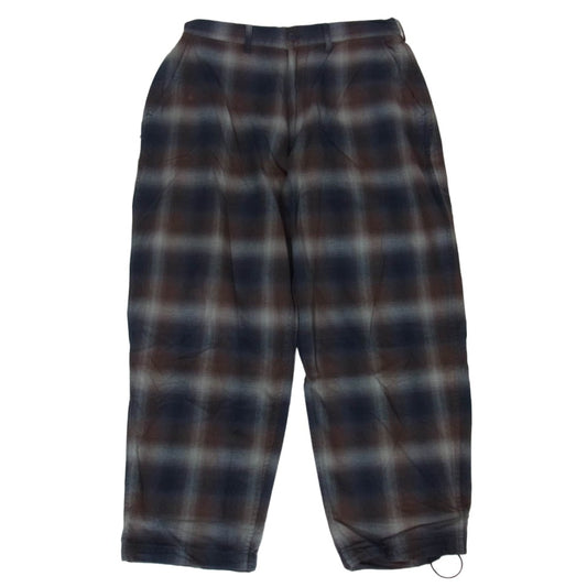 エス エス ズィー BEAMS ビームス 21AW 21F-SK054 × BEAMS 別注 RAMOMBRE PANTS オンブレチェック フランネル ワイドパンツ ネイビー系 S【中古】