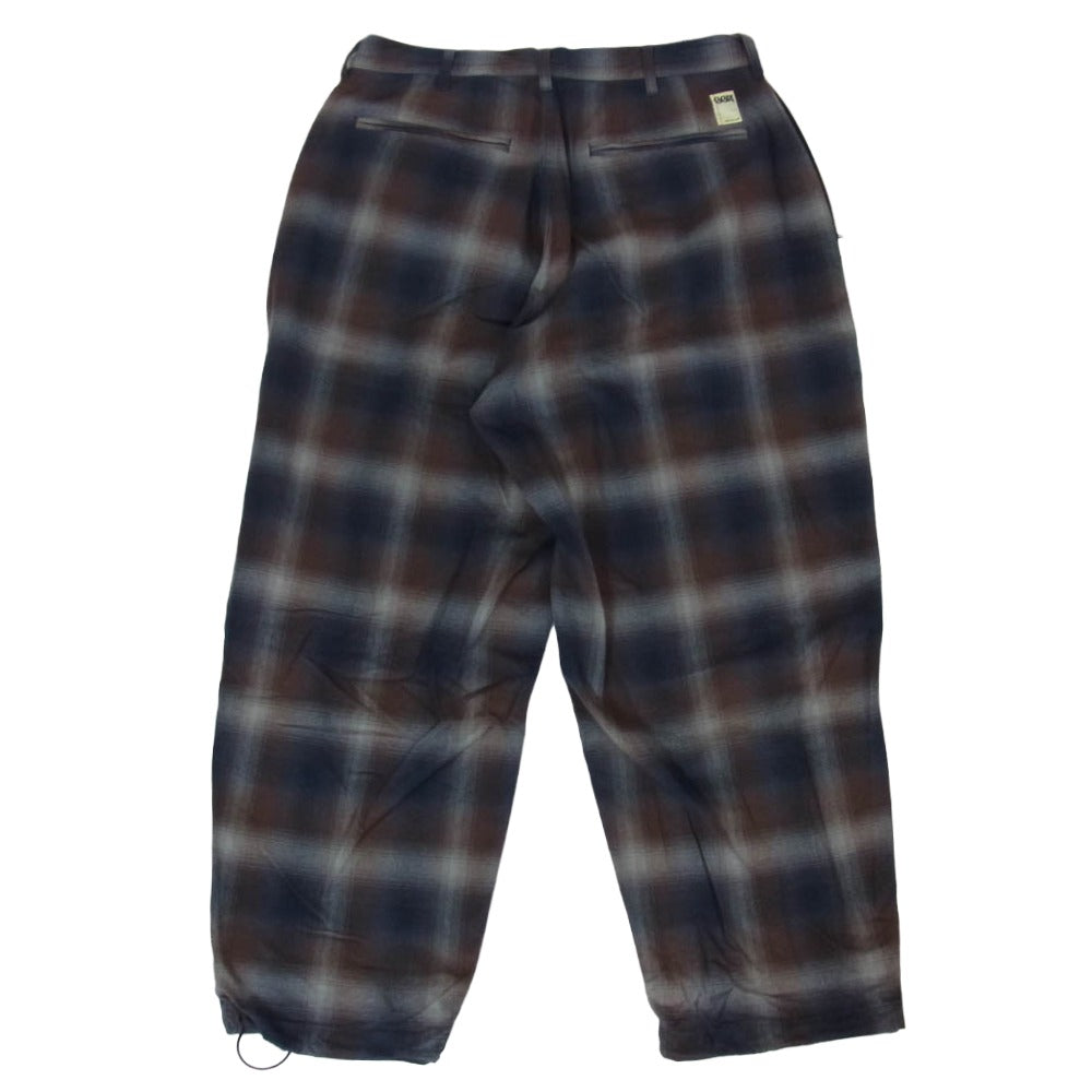 エス エス ズィー BEAMS ビームス 21AW 21F-SK054 × BEAMS 別注 RAMOMBRE PANTS オンブレチェック フランネル ワイドパンツ ネイビー系 S【中古】
