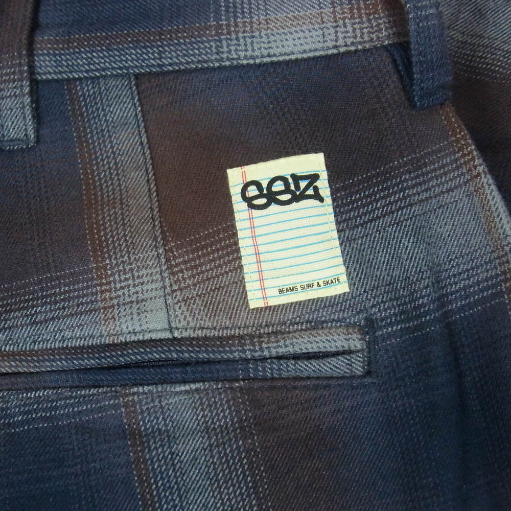 エス エス ズィー BEAMS ビームス 21AW 21F-SK054 × BEAMS 別注 RAMOMBRE PANTS オンブレチェック フランネル ワイドパンツ ネイビー系 S【中古】