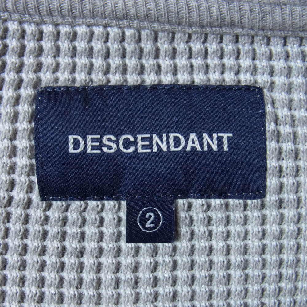 DESCENDANT ディセンダント ロゴ 刺繍 ワッフル サーマル クルーネック ニット セーター グレー系 2【中古】