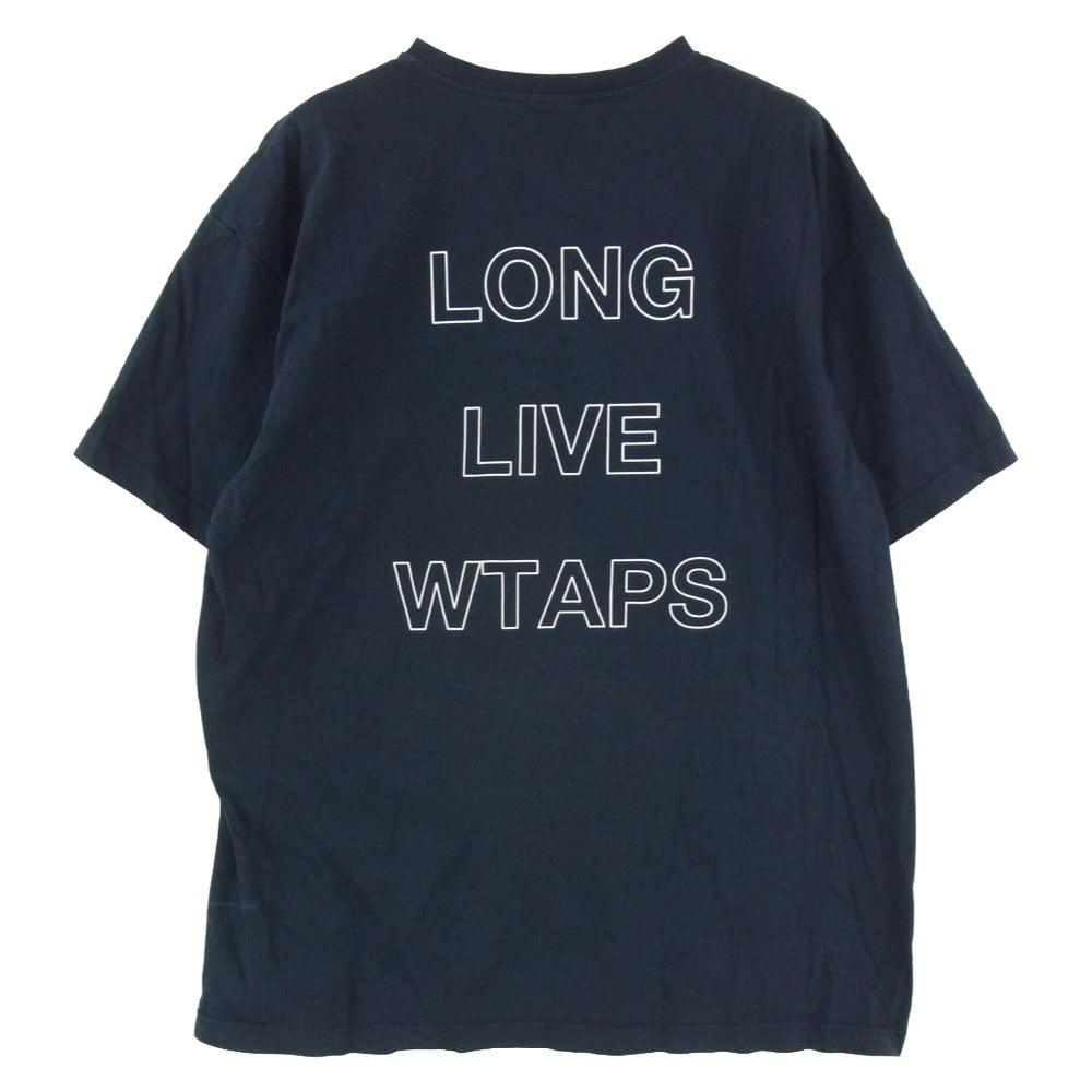 WTAPS ダブルタップス 23SS 231ATDT-STM09S LLW SS COTTON 半袖 コットン ロゴ クルーネック Tシャツ ネイビー系 3【中古】