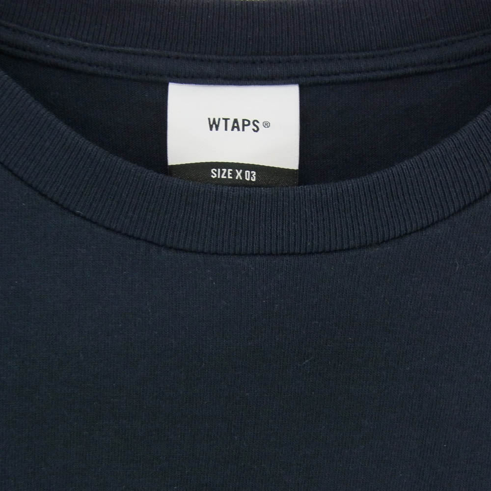 WTAPS ダブルタップス 23SS 231ATDT-STM09S LLW SS COTTON 半袖 コットン ロゴ クルーネック Tシャツ ネイビー系 3【中古】