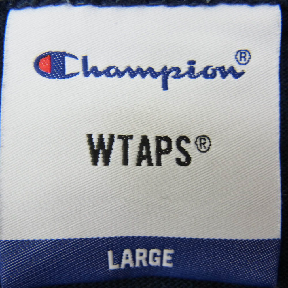 WTAPS ダブルタップス Champion チャンピオン 21SS C8-T410 × Champion Crewneck L/S Tee チャンピオン クルーネック ロングスリーブ カットソー Tシャツ ネイビー系 L【中古】