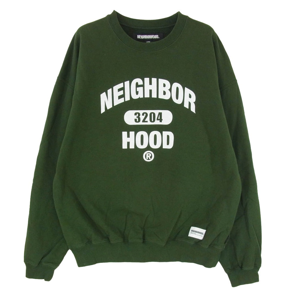NEIGHBORHOOD ネイバーフッド 23SS 231FPNH-CSM01 COLLEGE SWEATSHIRT LS カレッジ プルオーバー ロングスリーブ スウェットシャツ グリーン系 L【中古】