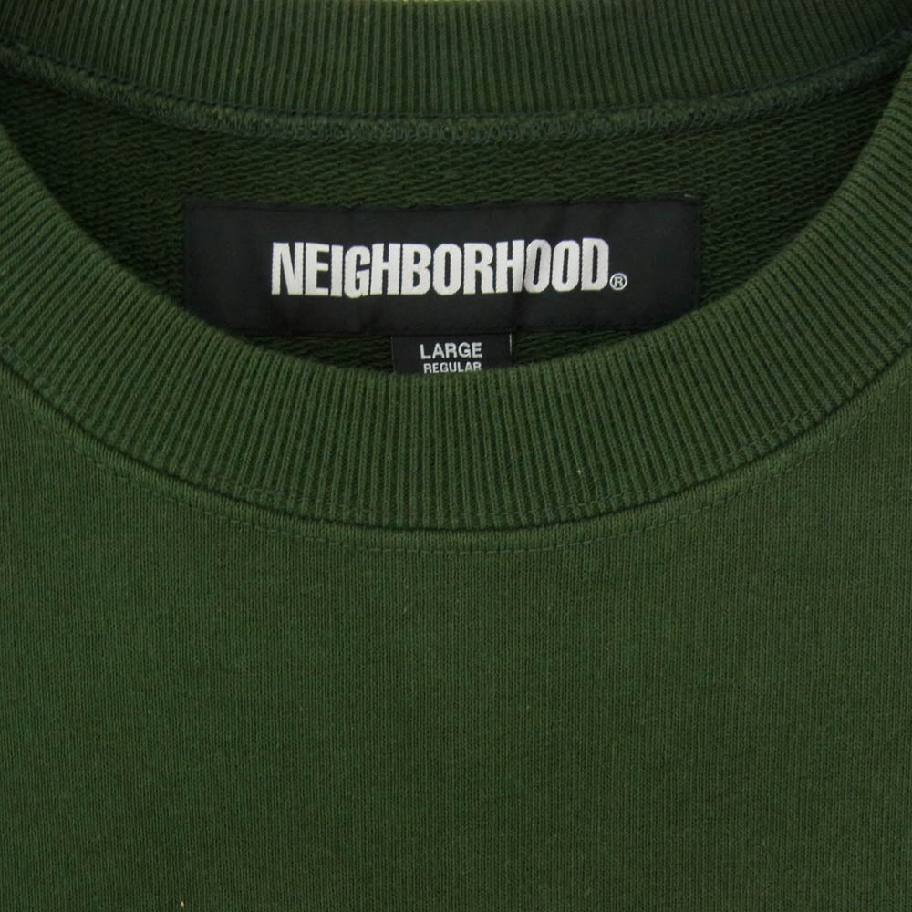 NEIGHBORHOOD ネイバーフッド 23SS 231FPNH-CSM01 COLLEGE SWEATSHIRT LS カレッジ プルオーバー ロングスリーブ スウェットシャツ グリーン系 L【中古】