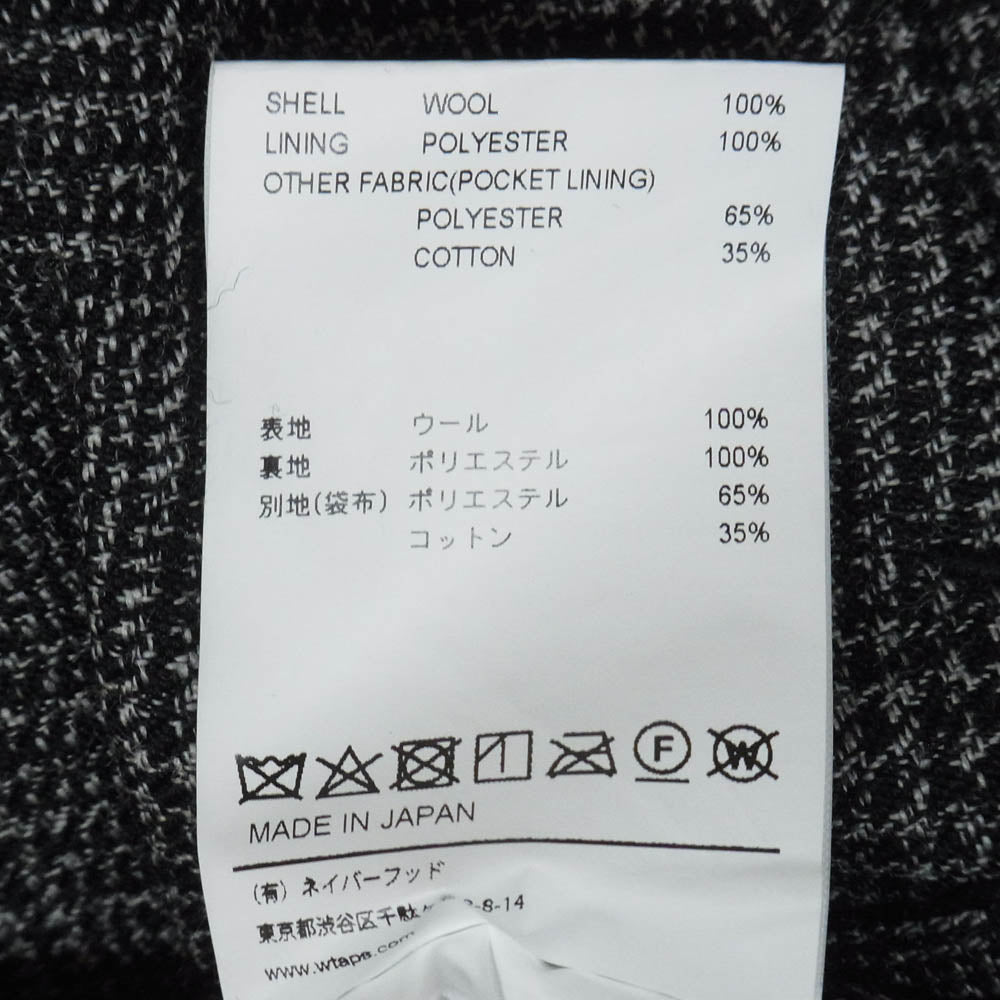 WTAPS ダブルタップス 20AW 202TQDT-PTM06 TUCK TROUSERS WOOL TWEED TEXTILE タック トラウザーズ ウール ツイード パンツ ブラック系 1【中古】