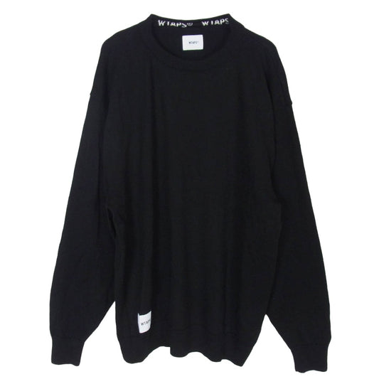 WTAPS ダブルタップス 20AW 202MADT-KNM01 DECK SWEATER WOOL デッキ クルーネック ウール ニット セーター ブラック系 4【中古】