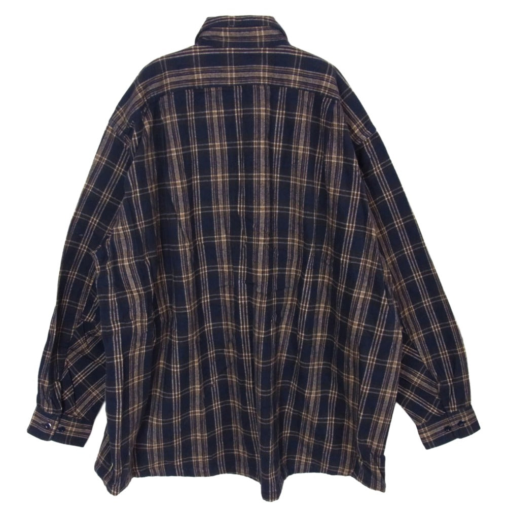 ブローシュア 222-10 WORKNEL SHIRTS チェック 長袖 ワークネルシャツ フランネルシャツ ネイビー系 L【新古品】【未使用】【中古】