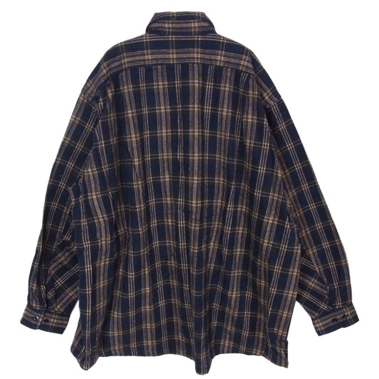 ブローシュア 222-10 WORKNEL SHIRTS チェック 長袖 ワークネルシャツ フランネルシャツ ネイビー系 L【新古品】【未使用】【中古】