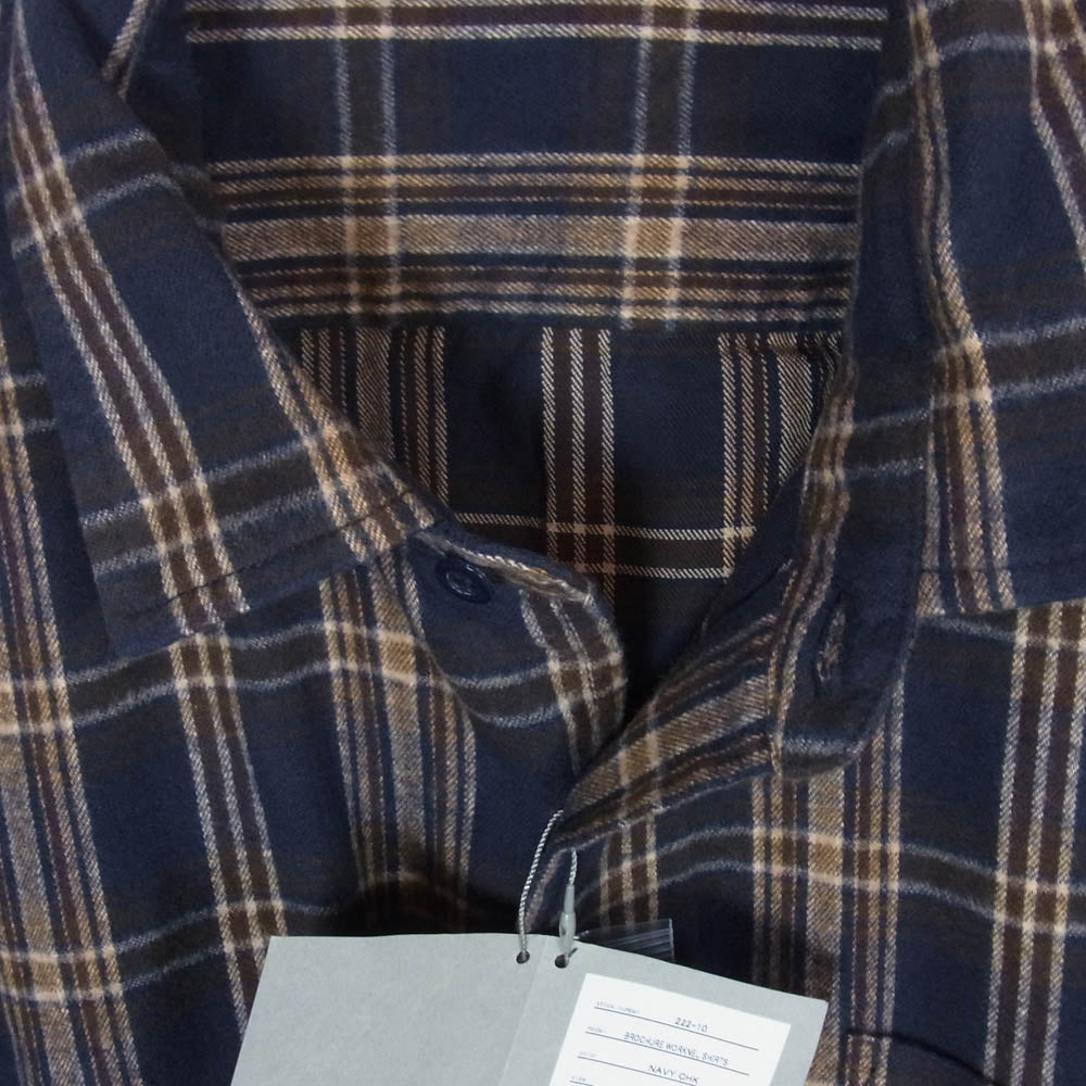 ブローシュア 222-10 WORKNEL SHIRTS チェック 長袖 ワークネルシャツ フランネルシャツ ネイビー系 L【新古品】【未使用】【中古】