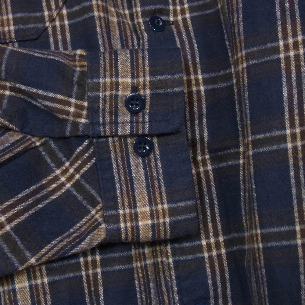 ブローシュア 222-10 WORKNEL SHIRTS チェック 長袖 ワークネルシャツ フランネルシャツ ネイビー系 L【新古品】【未使用】【中古】