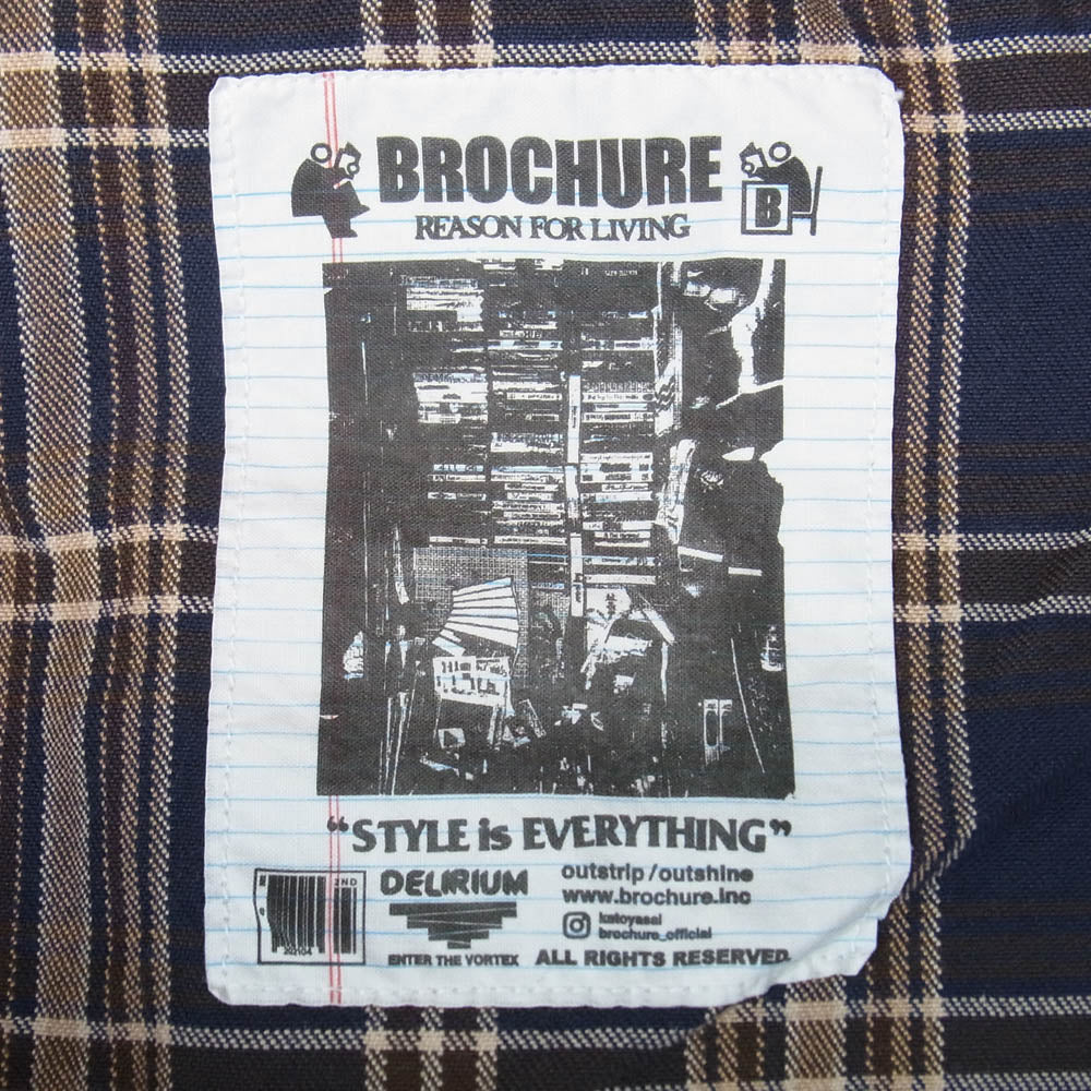 ブローシュア 222-10 WORKNEL SHIRTS チェック 長袖 ワークネルシャツ フランネルシャツ ネイビー系 L【新古品】【未使用】【中古】